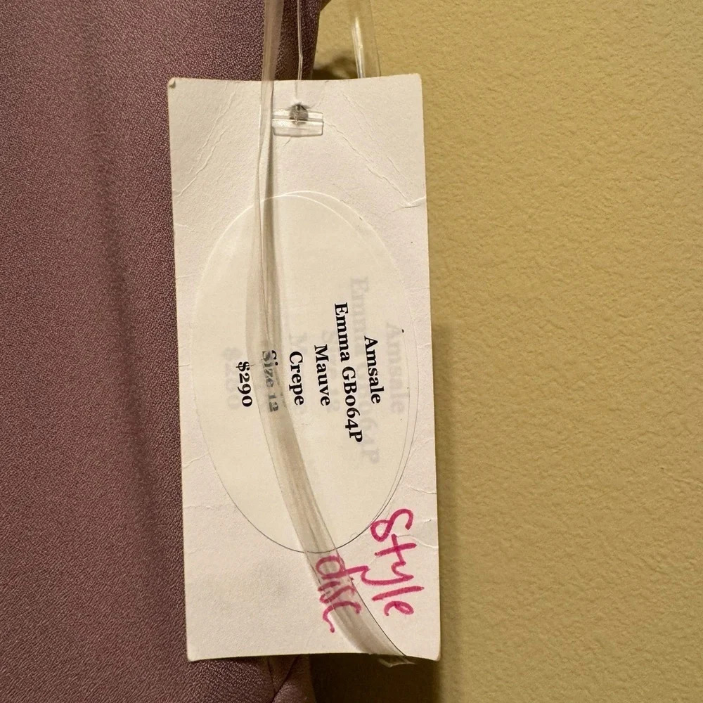 Amsale Emma Bridesmaid Prom Dress Mauve Size 12 - Picture 9 of 16